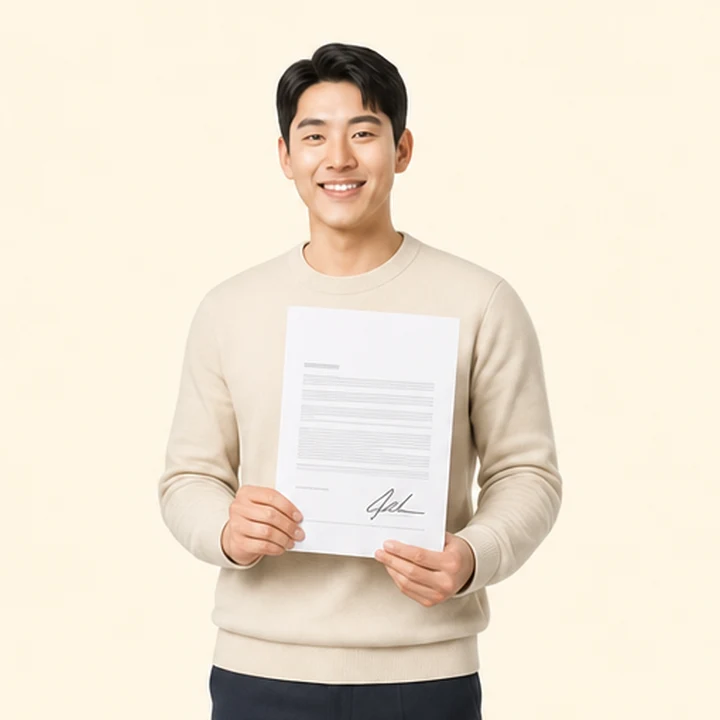 르노 그랑콜로오스 장기렌트 서면 견적서를 들고 있는 고객